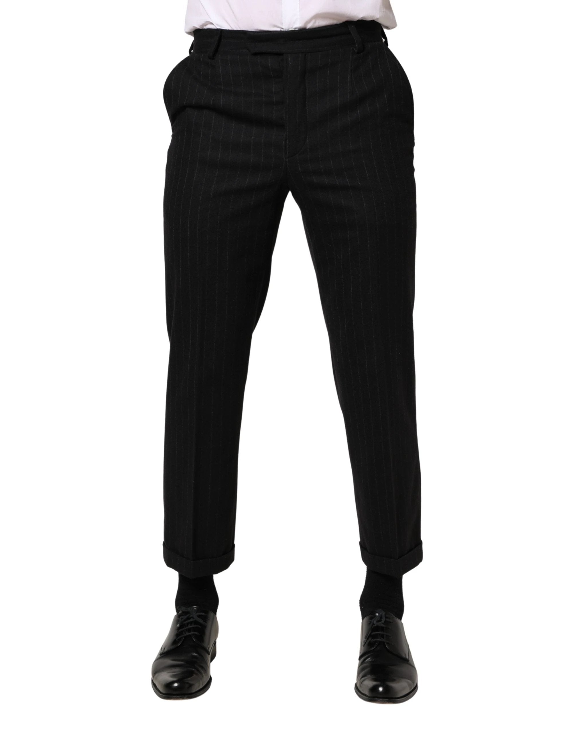 Robe en laine à rayures noires Dolce &amp; Gabbana, pantalon habillé