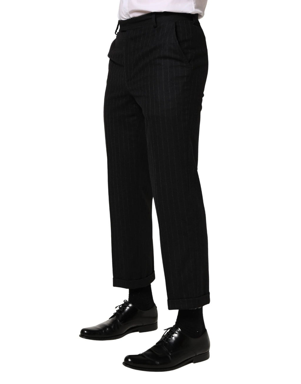 Robe en laine à rayures noires Dolce &amp; Gabbana, pantalon habillé