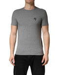 T-shirt Dolce &amp; Gabbana gris à col rond avec logo DG pour homme