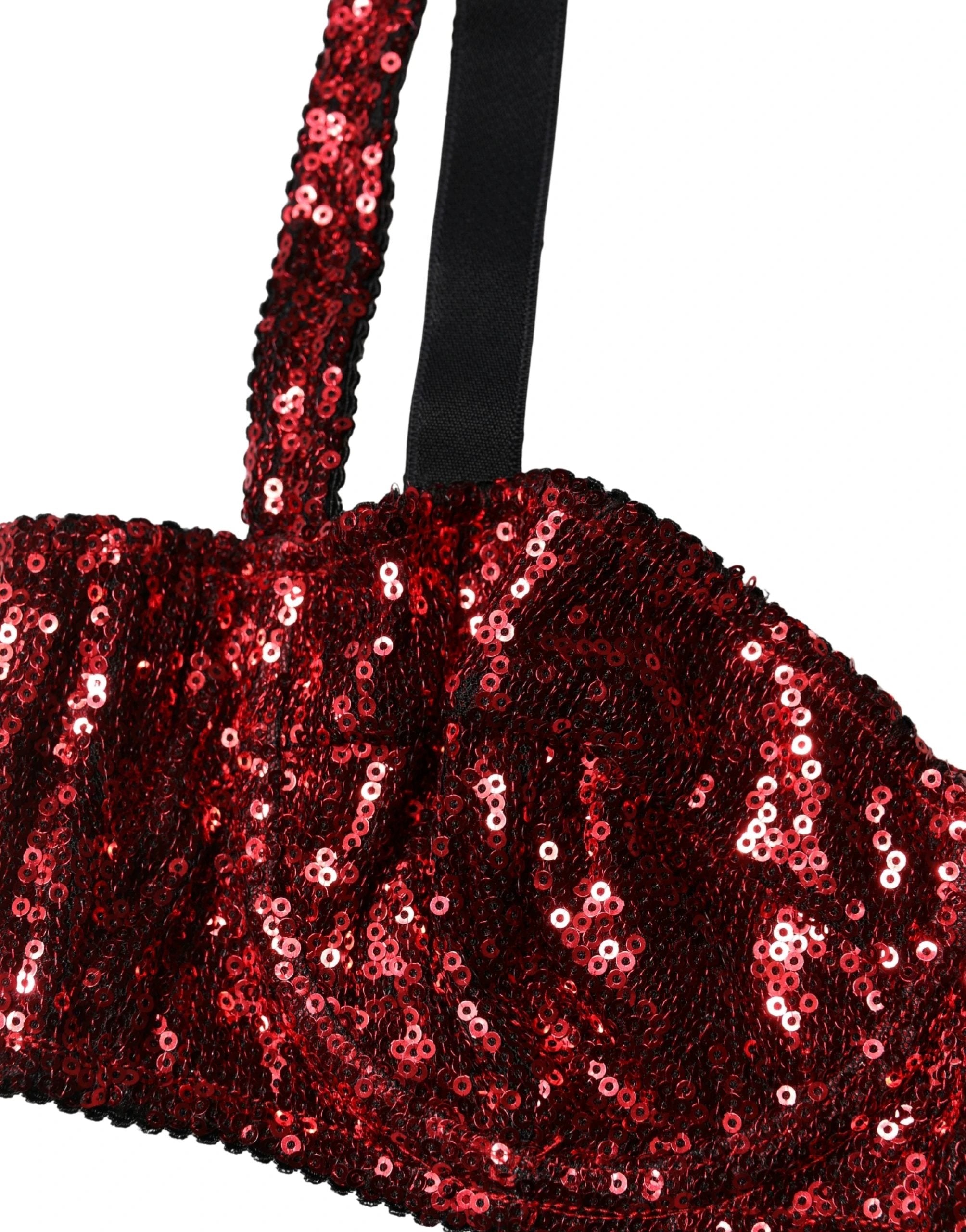 Soutien-gorge balconnet en nylon rouge à sequins Dolce &amp; Gabbana