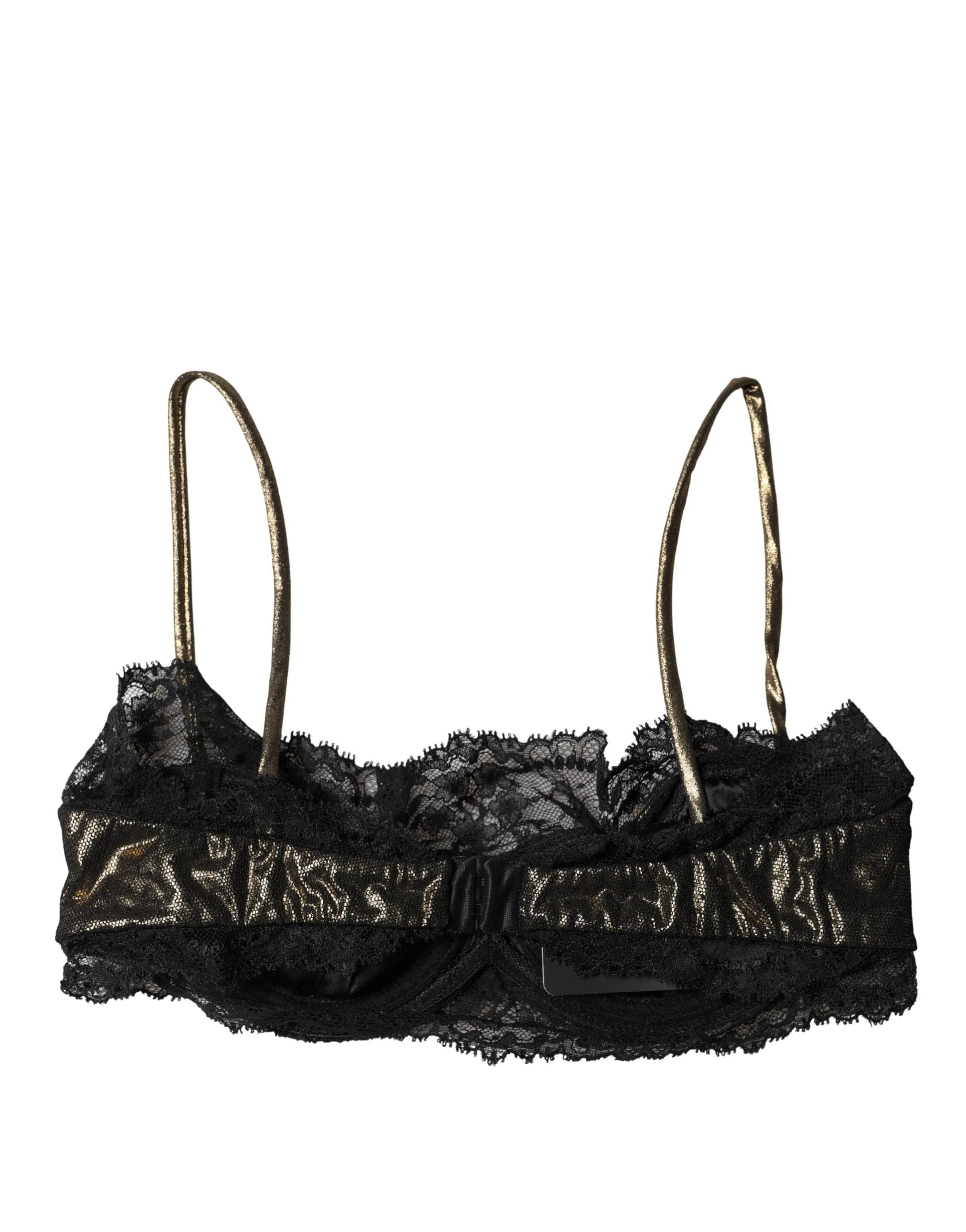 Soutien-gorge balconnet à armatures en soie noire Dolce &amp; Gabbana