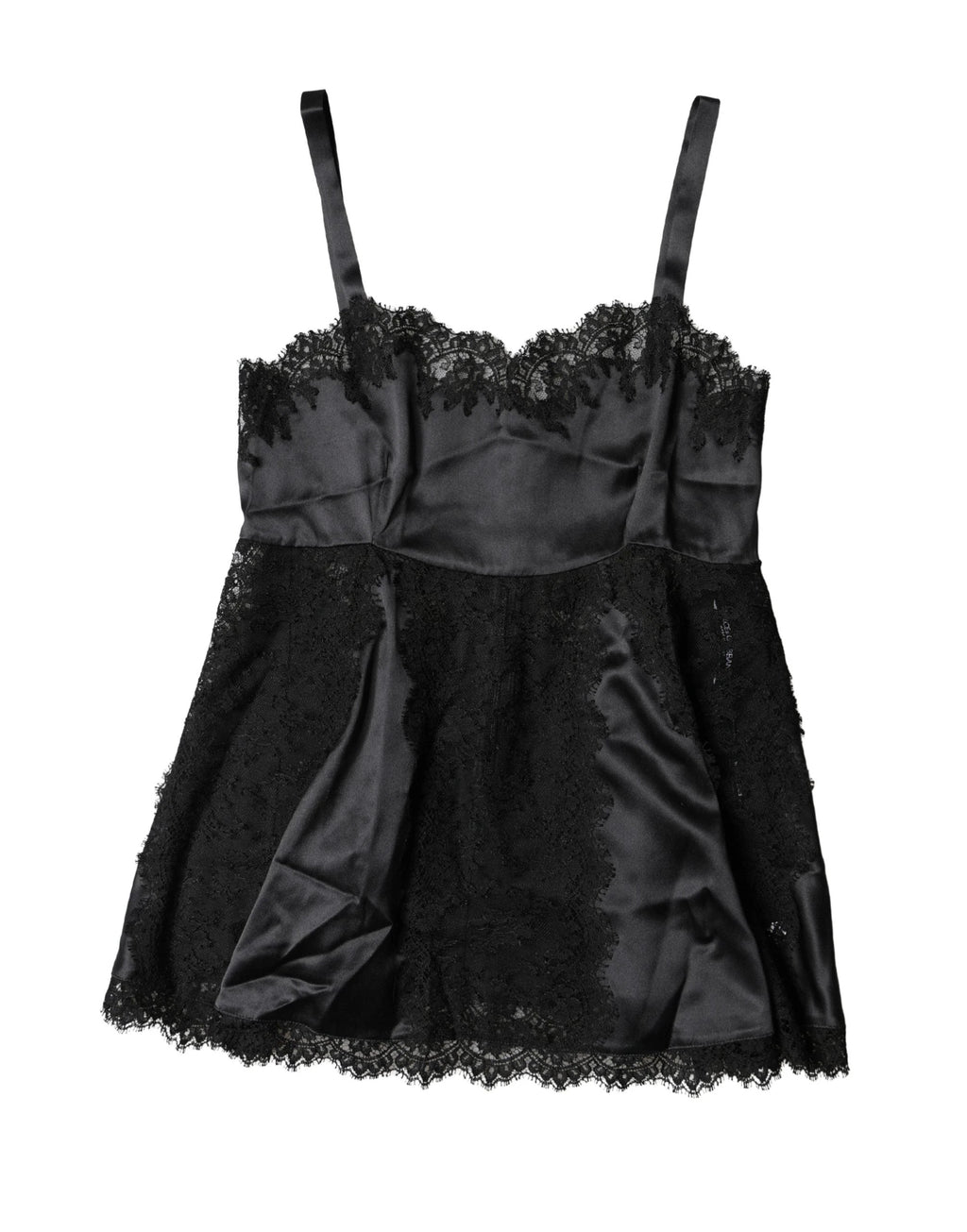Dolce & Gabbana Black Silk Lace Trim Lingerie Top Underwear