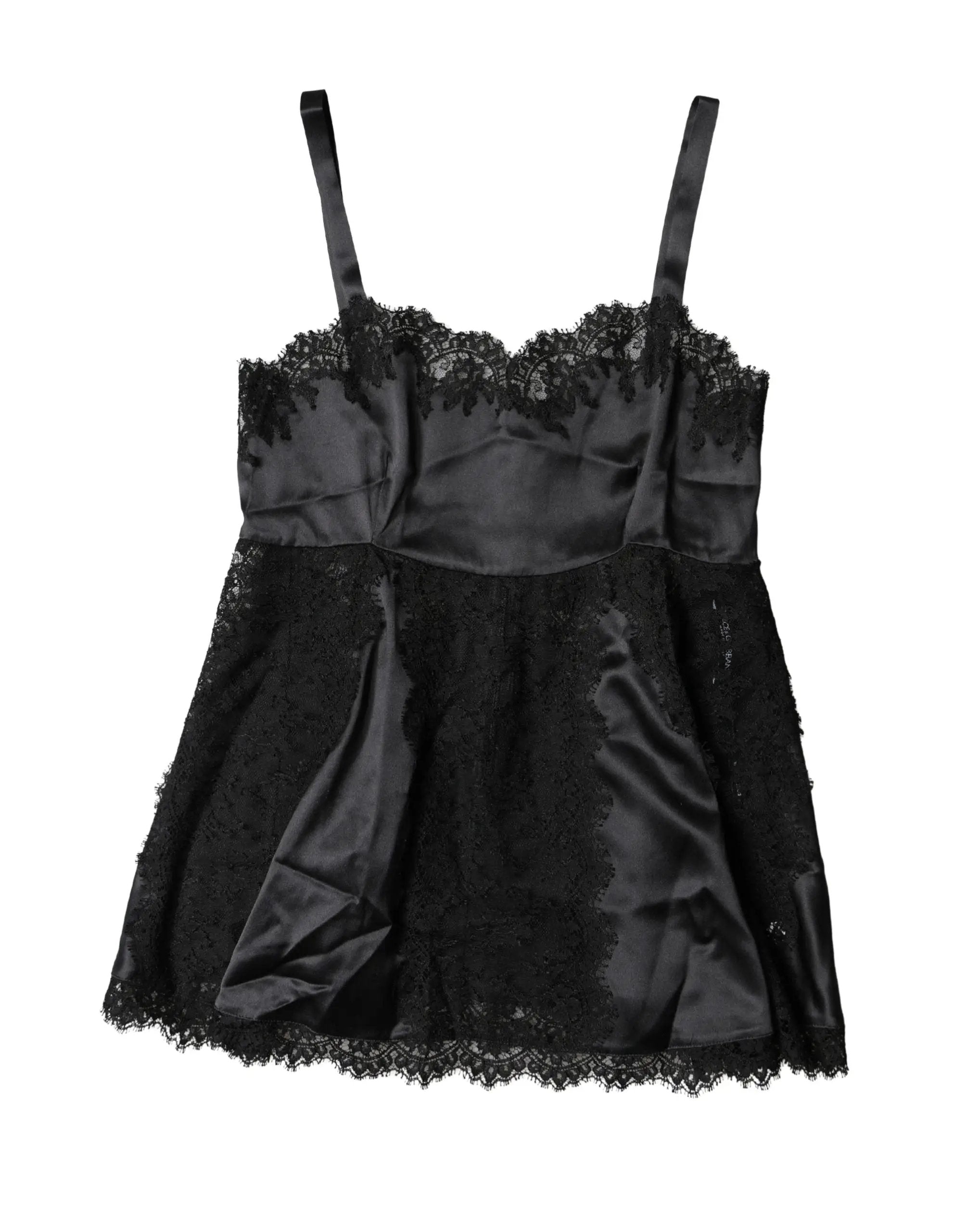 Dolce &amp; Gabbana Haut de lingerie en dentelle de soie noire