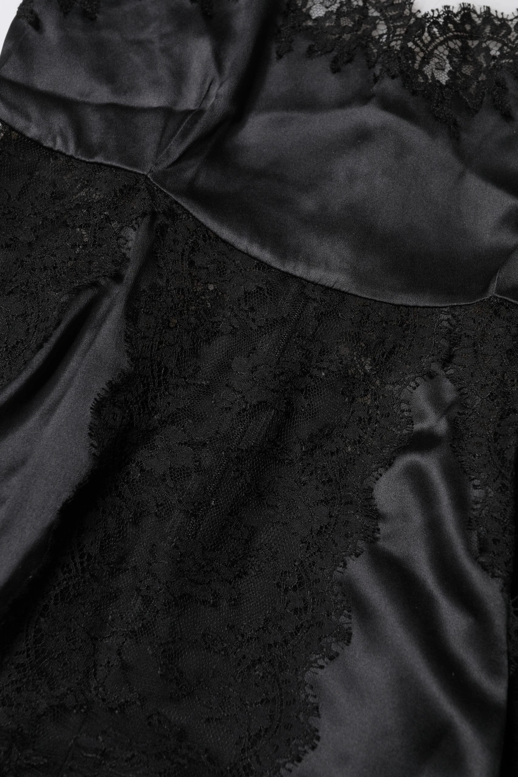 Dolce & Gabbana Black Silk Lace Trim Lingerie Top Underwear