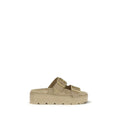 Sandales compensées Prada en cuir de veau beige (Bos Taurus)