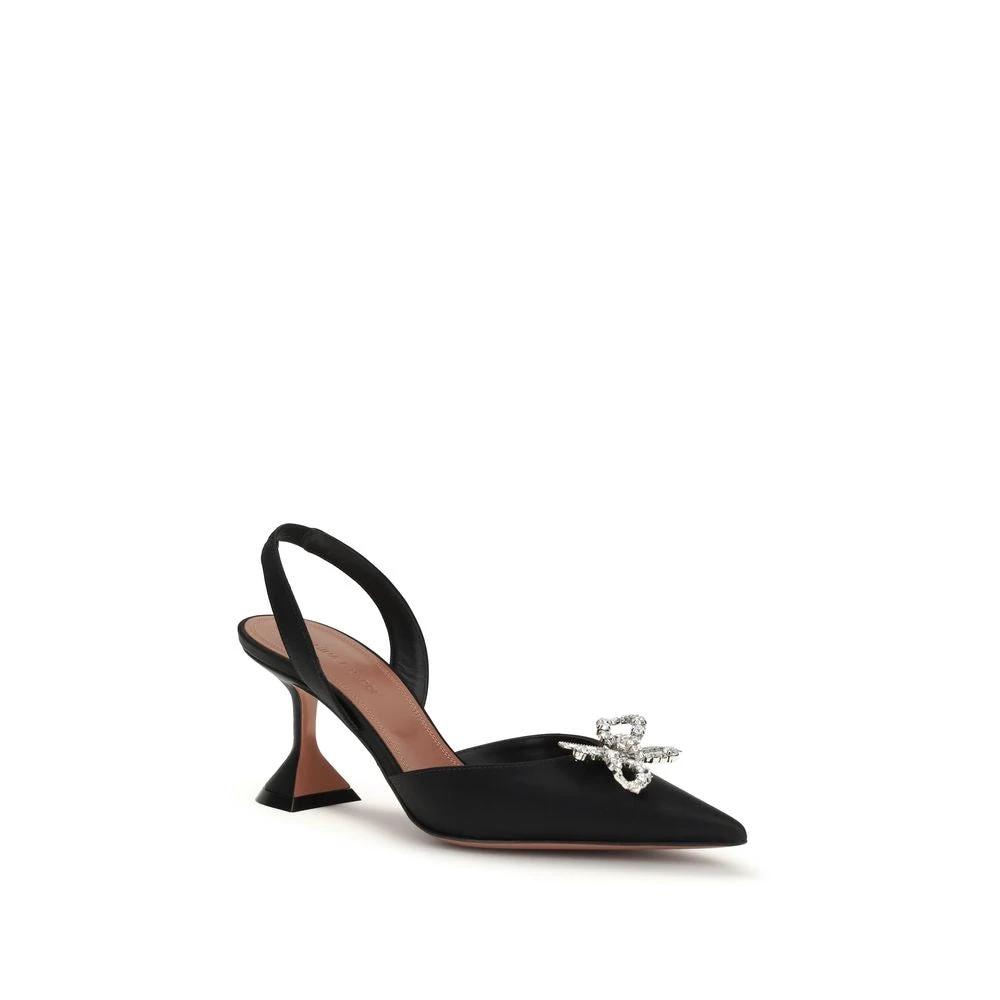 Amina Muaddi Black Silk High Heel Pumps by Amina Muaddi