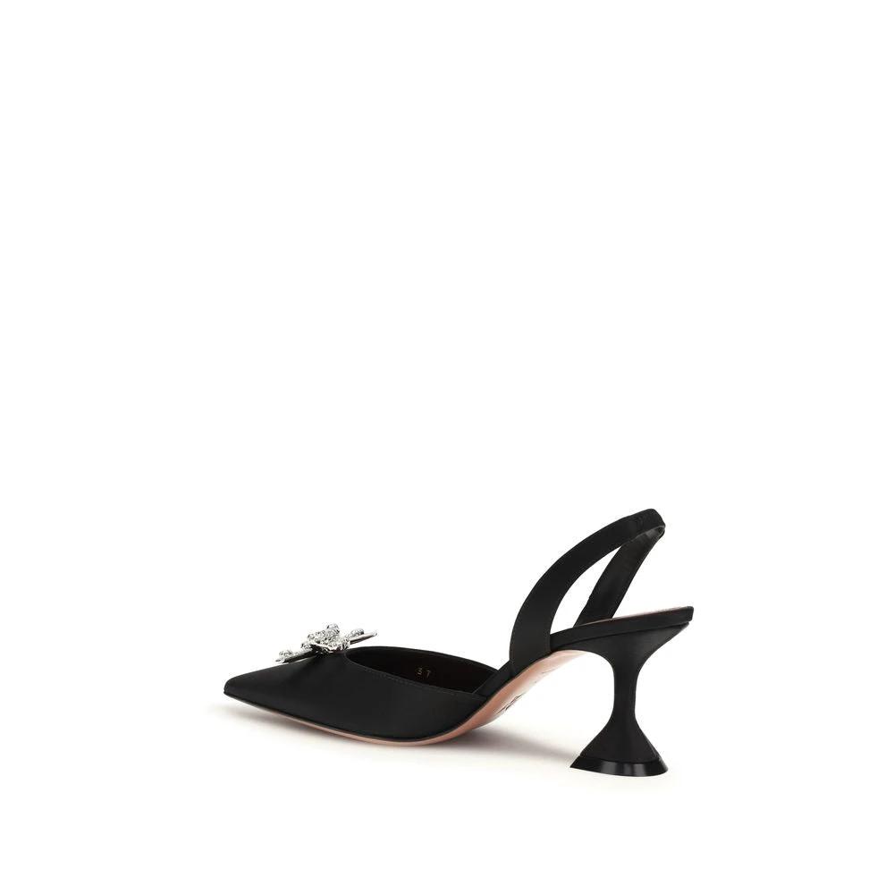 Amina Muaddi Black Silk High Heel Pumps by Amina Muaddi