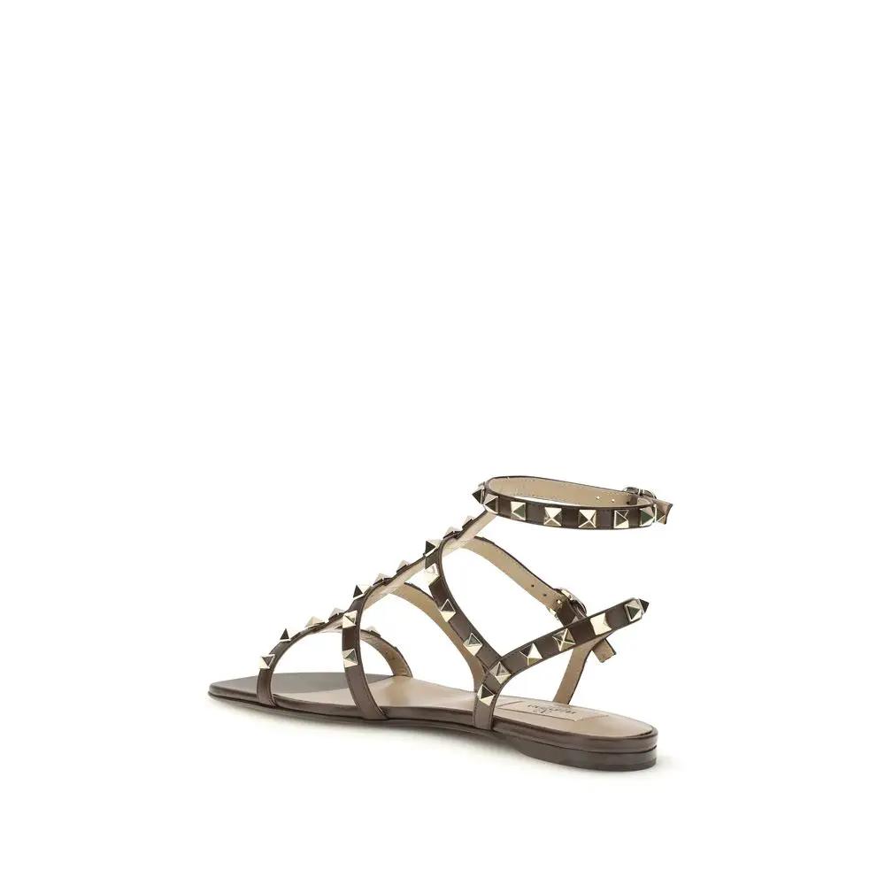 Sandales à brides Valentino Garavani Bos Taurus en cuir de veau marron