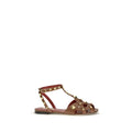 Valentino Garavani Brown Goatskin Strap-On Sandals by Valentino Garavani