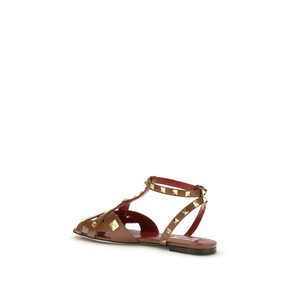 Valentino Garavani Brown Goatskin Strap-On Sandals by Valentino Garavani