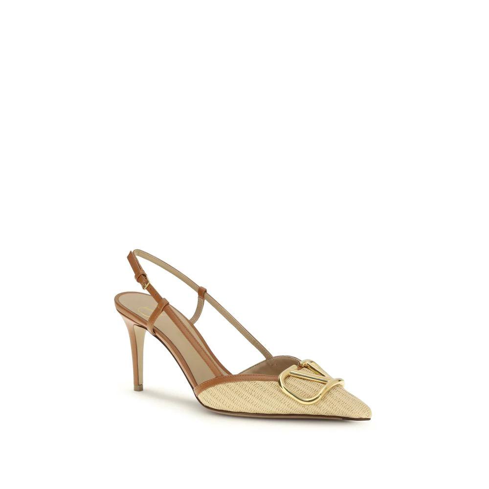 Valentino Garavani Beige Calf Leather Bos Taurus High Heel Pumps by Valentino Garavani