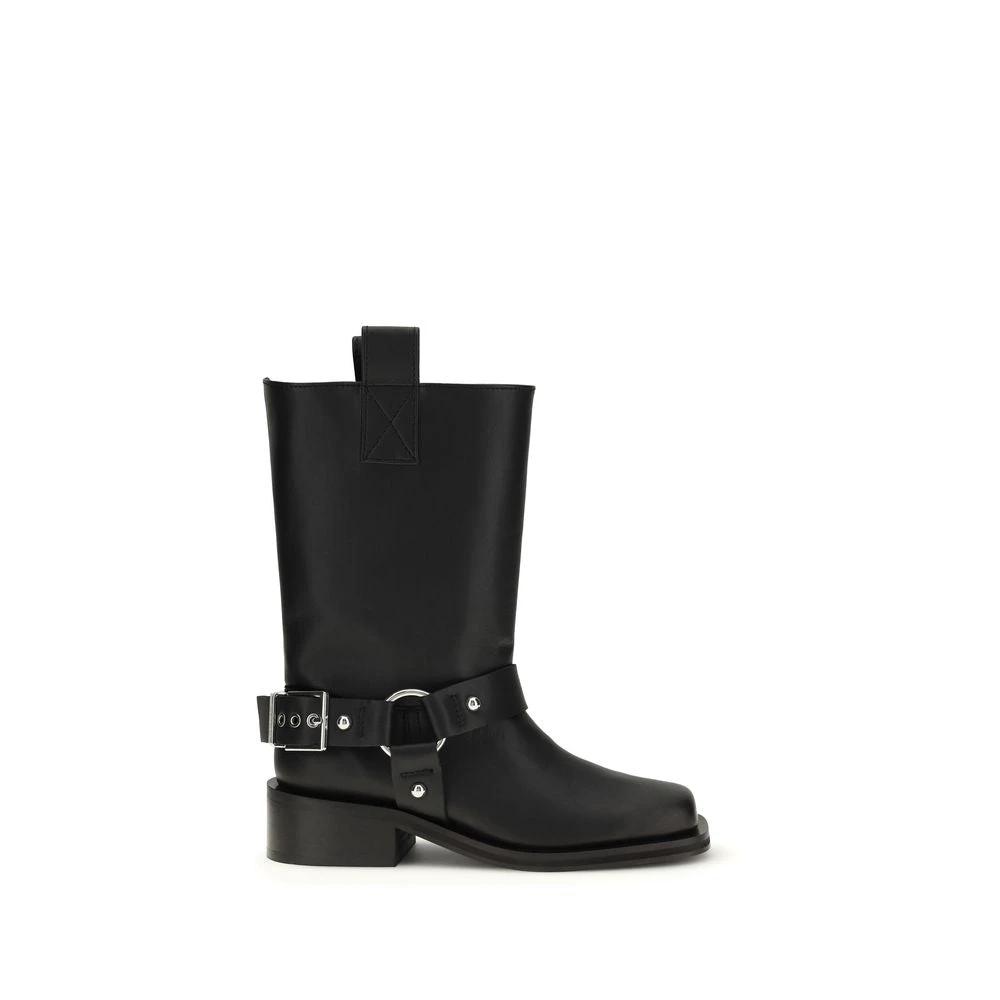 Bottes à lacets Ganni Bos Taurus en cuir de veau noir