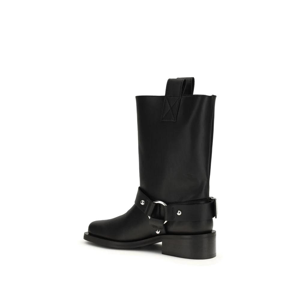 Ganni Black Calf Leather Bos Taurus Lace-Up Boots