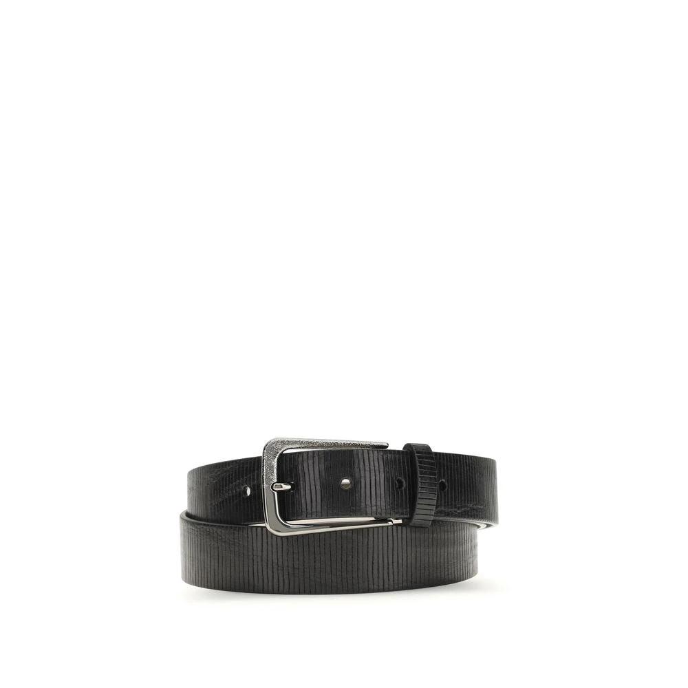 Brunello Cucinelli Black Calf Leather Bos Taurus Regular Belt by Brunello Cucinelli