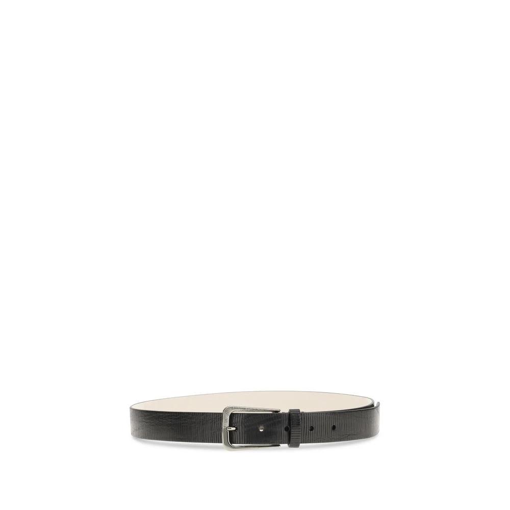 Brunello Cucinelli Black Calf Leather Bos Taurus Regular Belt by Brunello Cucinelli