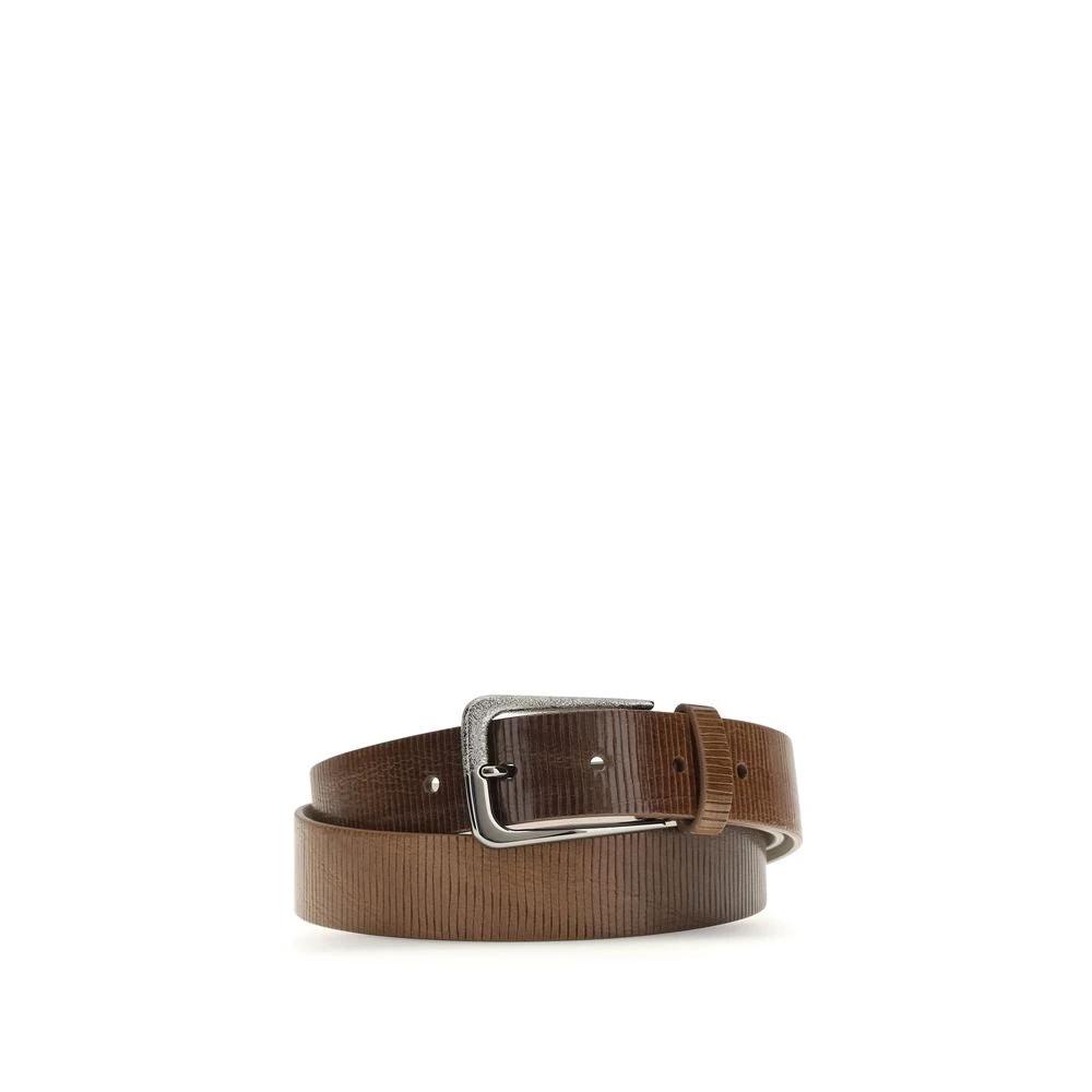 Brunello Cucinelli Brown Calf Leather Bos Taurus Regular Belt by Brunello Cucinelli
