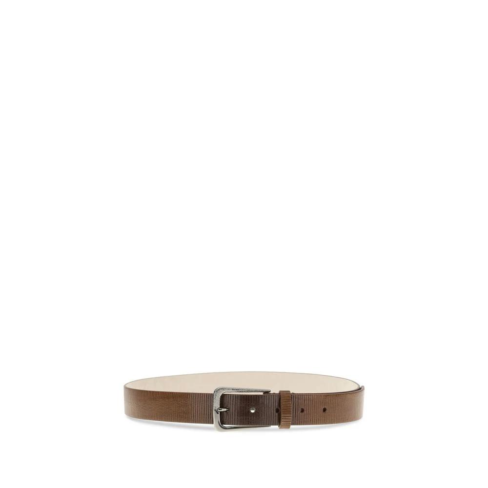 Brunello Cucinelli Brown Calf Leather Bos Taurus Regular Belt by Brunello Cucinelli