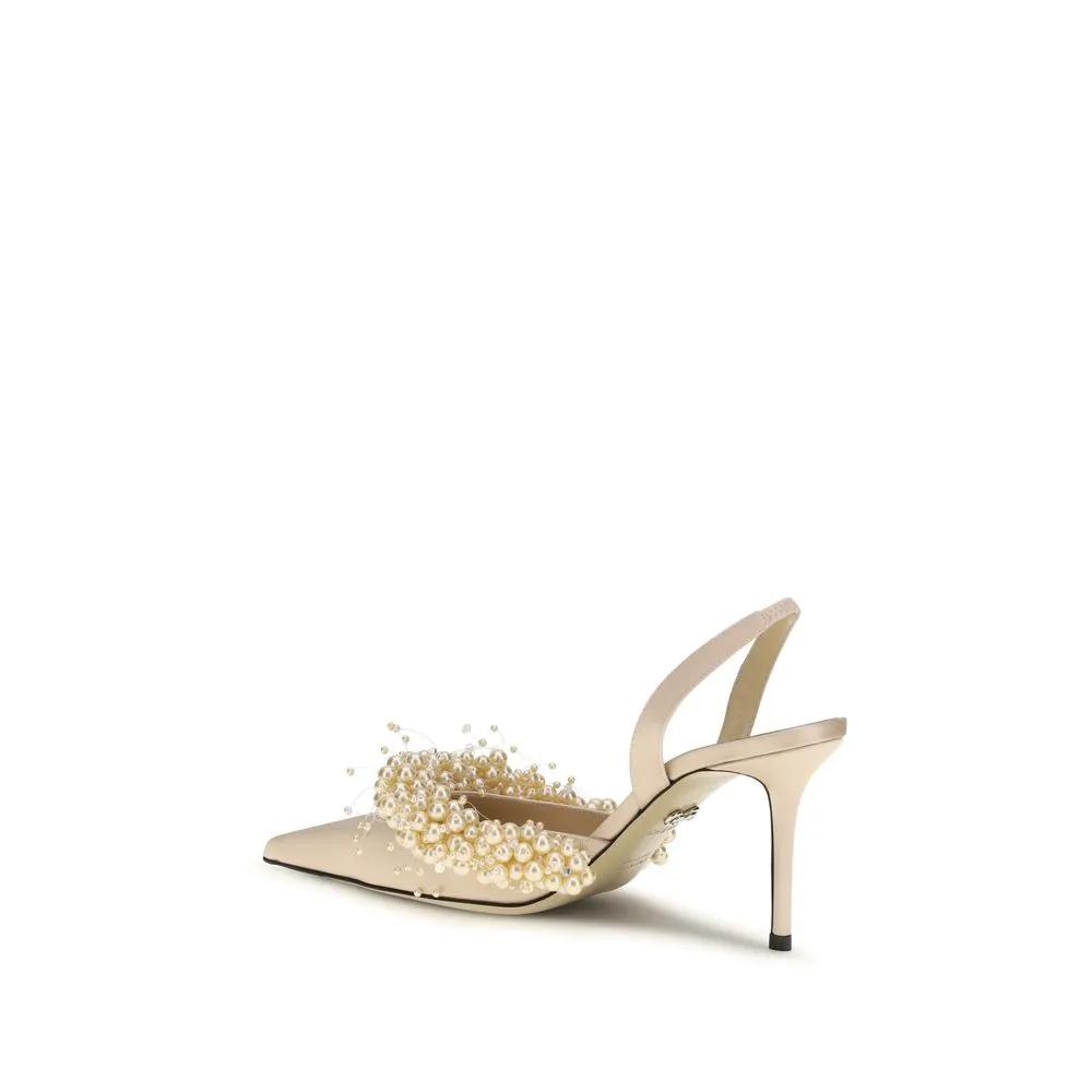 MACH & MACH Beige Silk High Heel Pumps