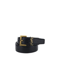 Ceinture Saint Laurent Bos Taurus Regular en cuir de veau noir