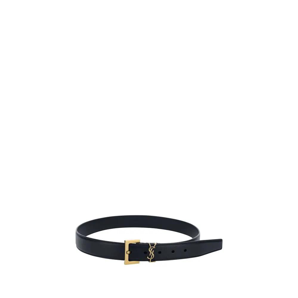 Ceinture Saint Laurent Bos Taurus Regular en cuir de veau noir