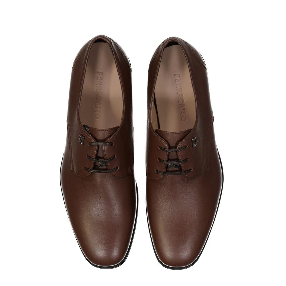 Salvatore Ferragamo Brown Leather Oxfords And Derbies by Salvatore Ferragamo