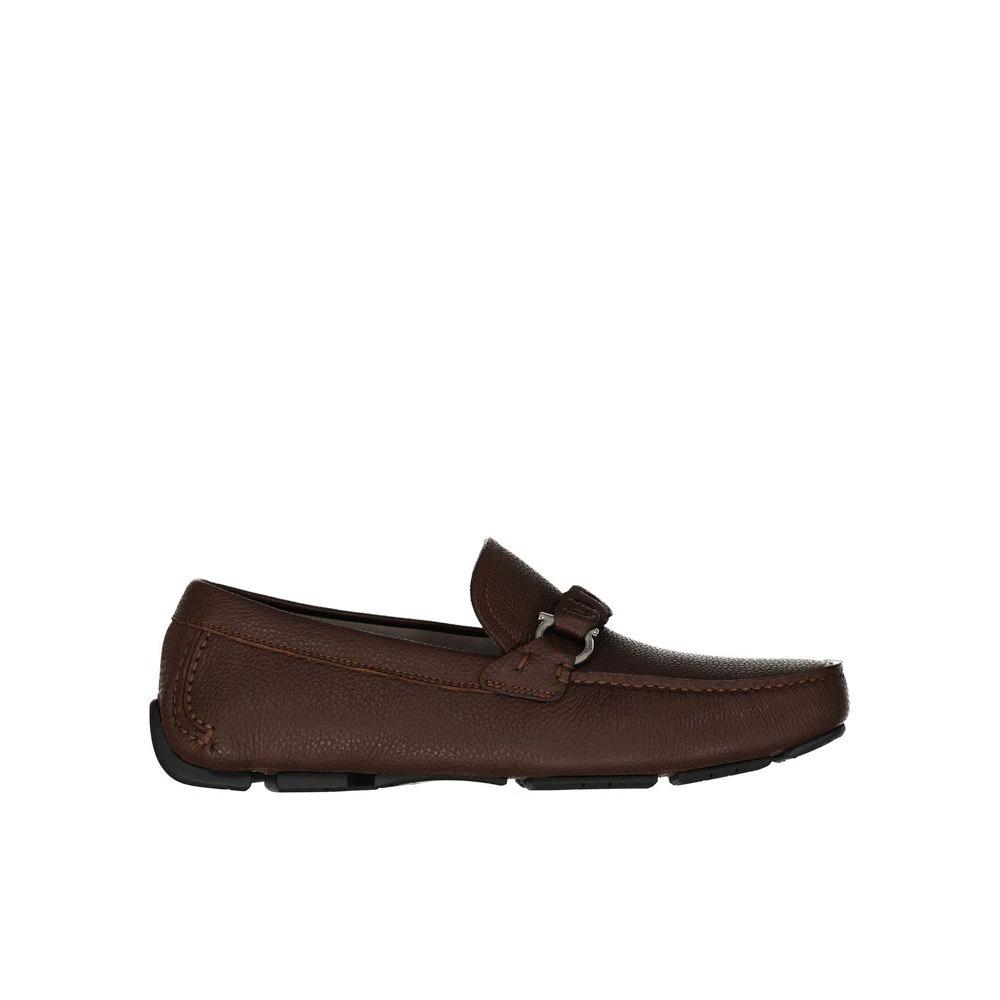 Salvatore Ferragamo Brown Calfskin Slip-On Loafers by Salvatore Ferragamo