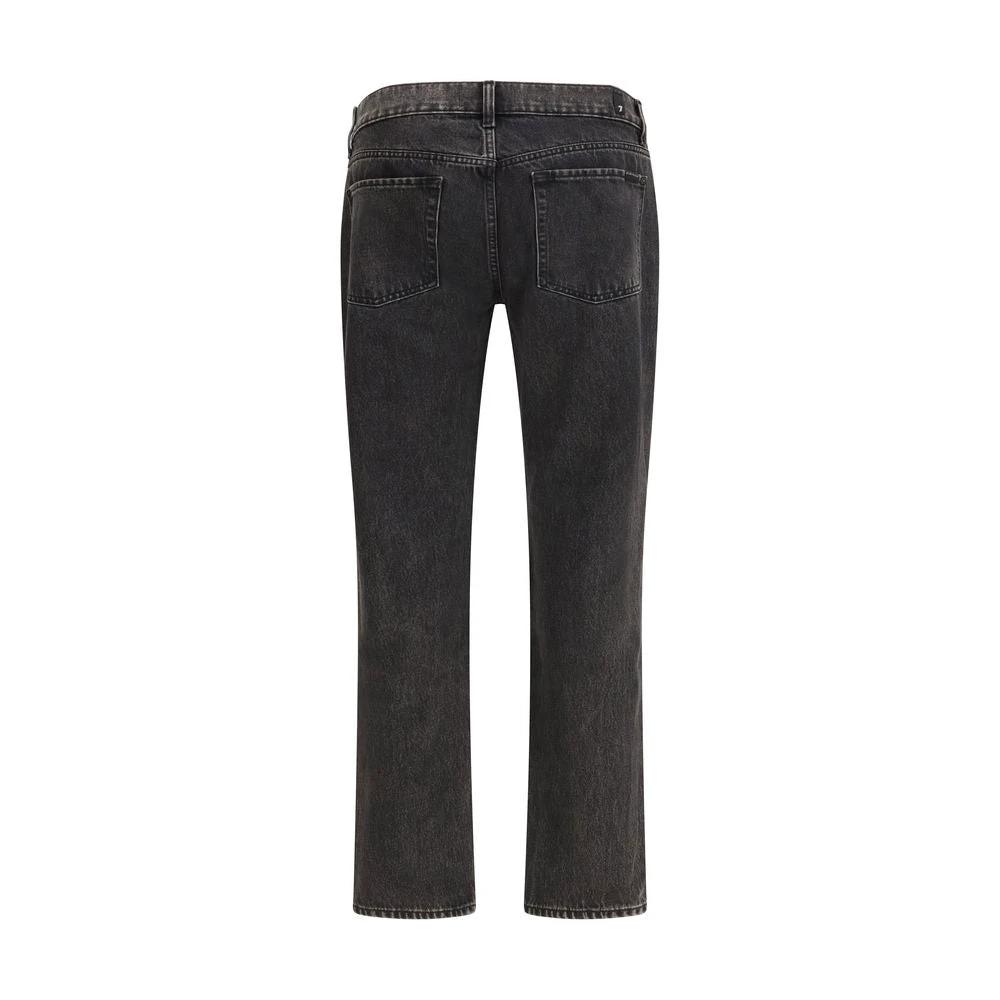 7FOR Black Cotton Straight-Leg Jeans