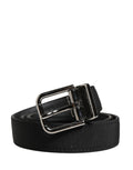 Ceinture Dolce &amp; Gabbana pour homme en cuir viscose noir avec boucle métallique
