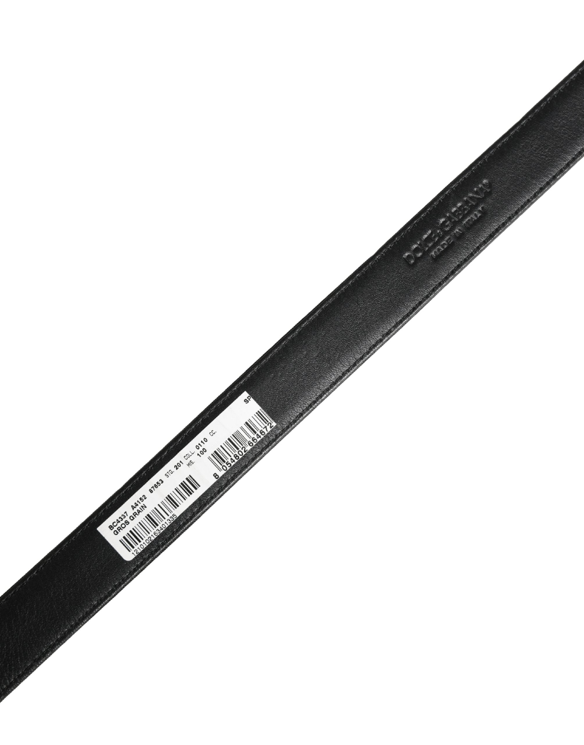 Ceinture Dolce &amp; Gabbana pour homme en cuir viscose noir avec boucle métallique