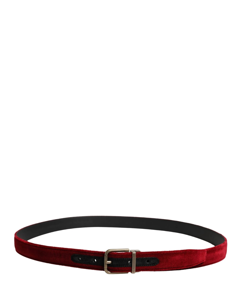 Ceinture Dolce &amp; Gabbana pour homme en velours de coton bordeaux avec boucle en métal