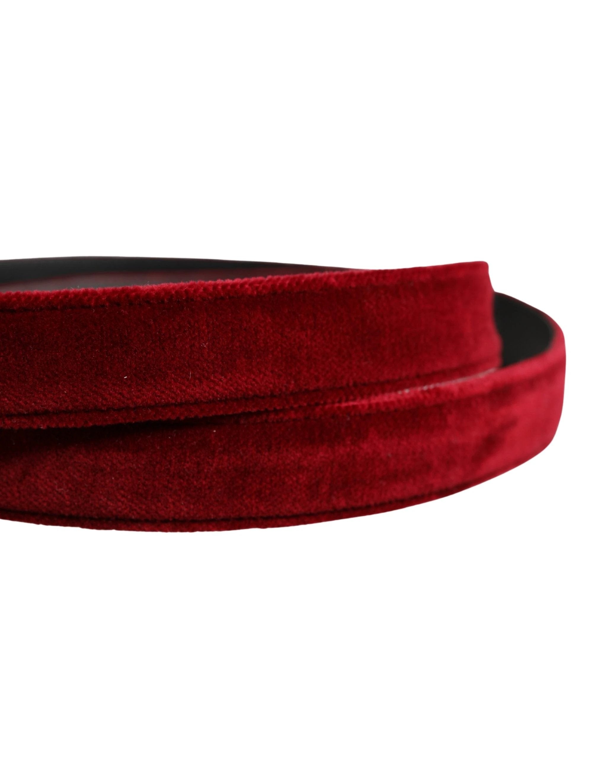 Ceinture Dolce &amp; Gabbana pour homme en velours de coton bordeaux avec boucle en métal