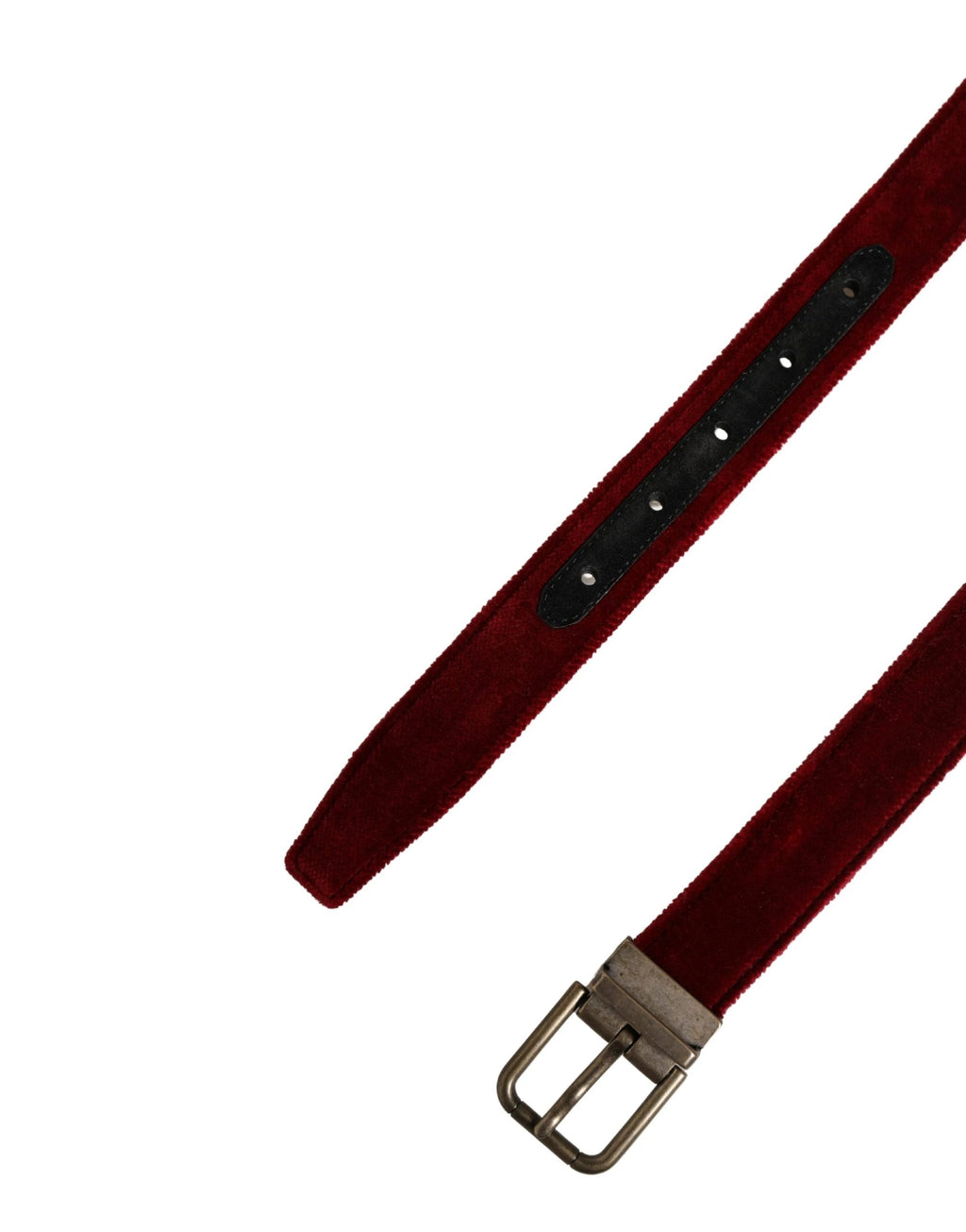 Ceinture Dolce &amp; Gabbana pour homme en velours de coton bordeaux avec boucle en métal