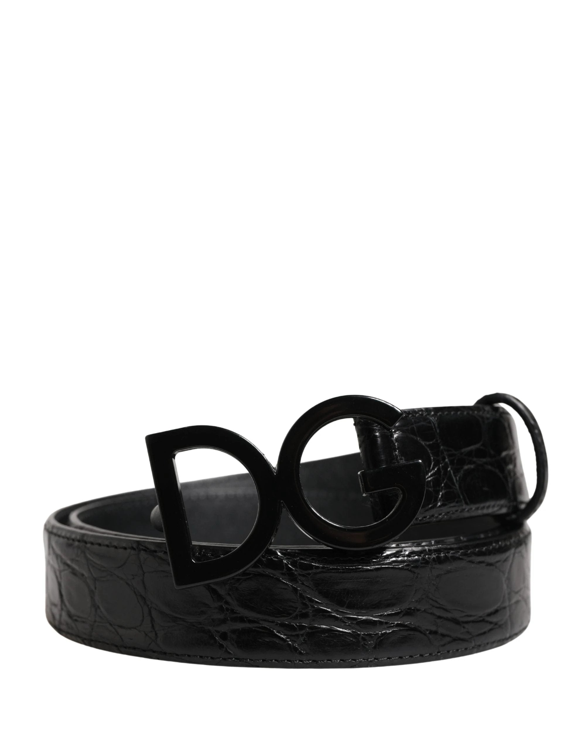 Ceinture Dolce &amp; Gabbana pour homme en cuir exotique noir avec boucle logo