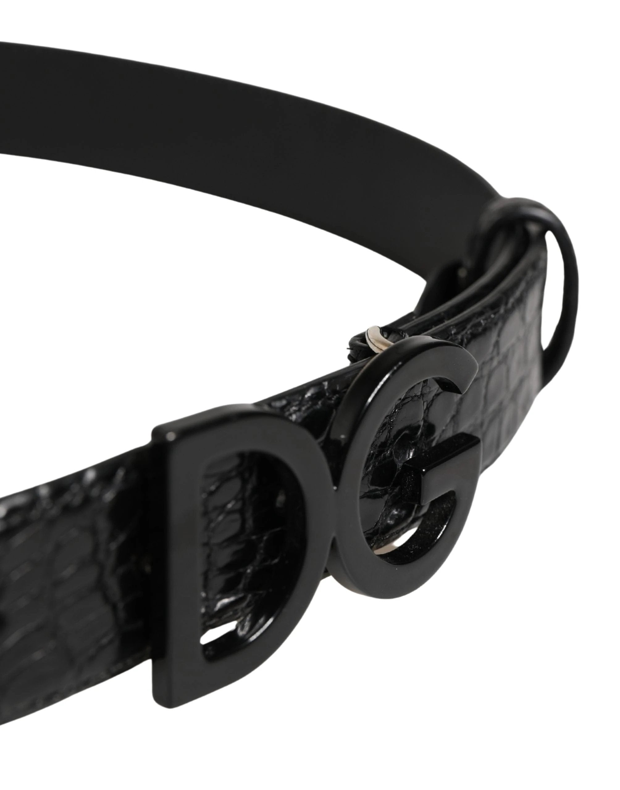 Ceinture Dolce &amp; Gabbana pour homme en cuir exotique noir avec boucle logo