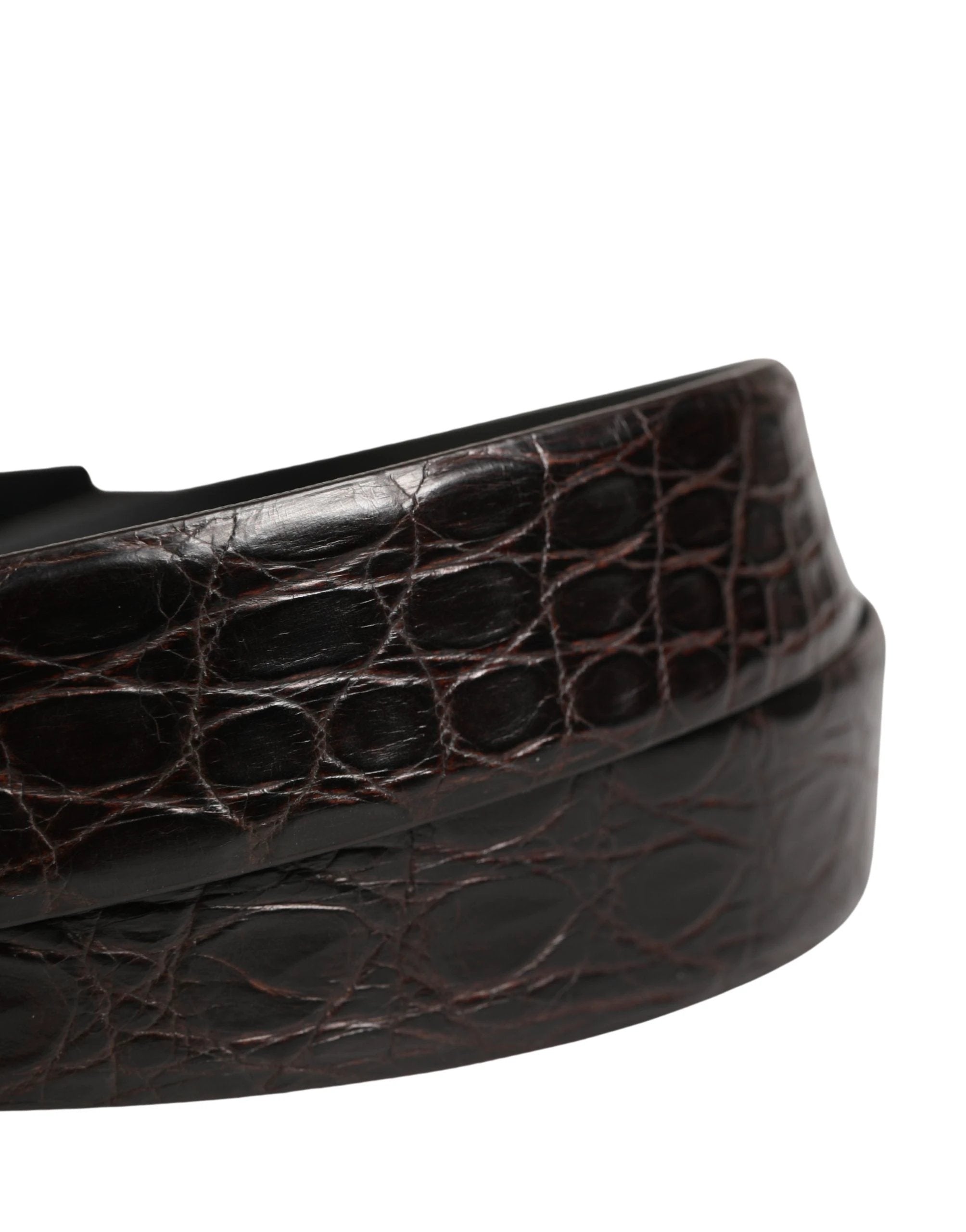 Ceinture Dolce &amp; Gabbana pour homme en cuir exotique noir avec boucle logo