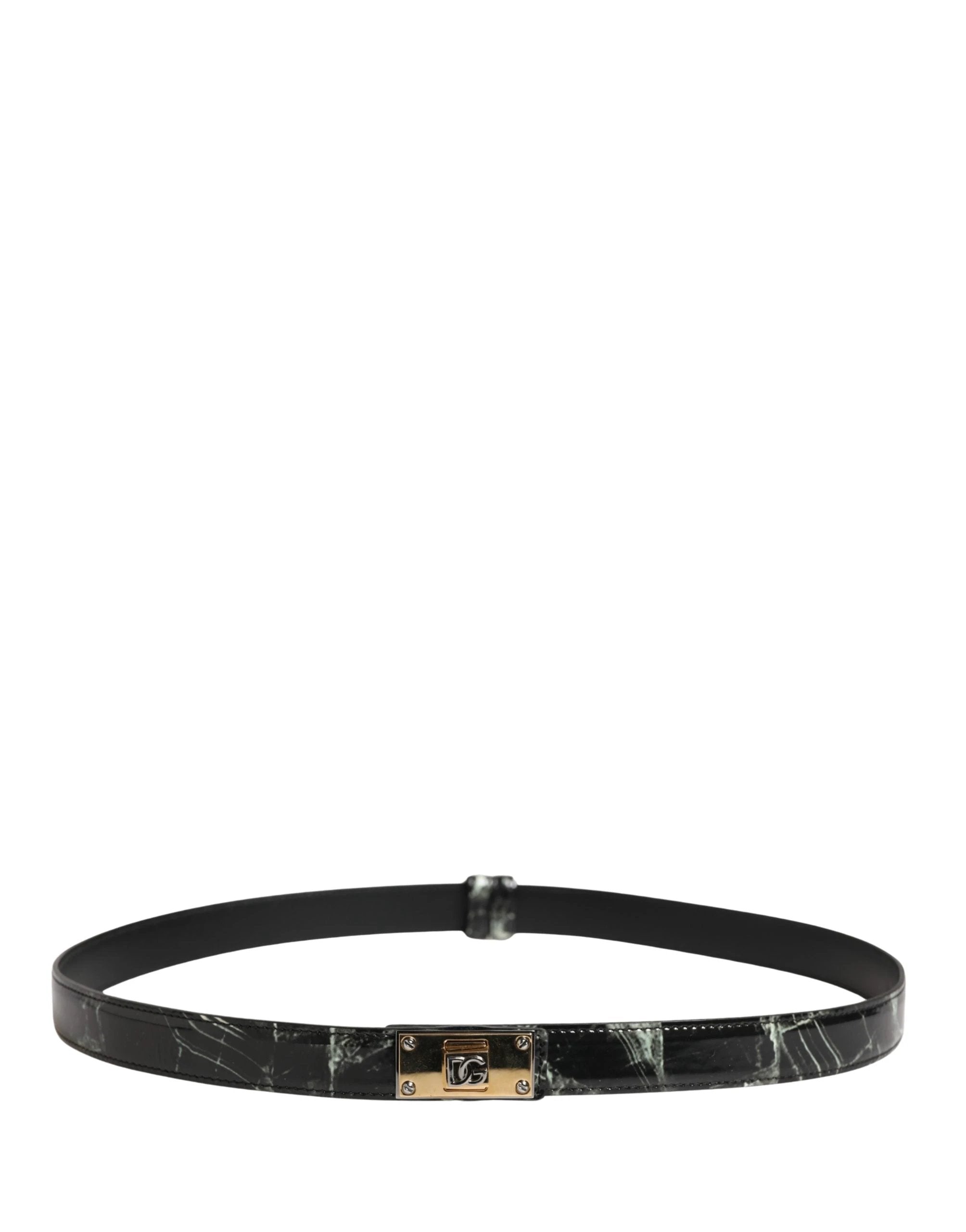 Ceinture Dolce &amp; Gabbana pour homme en cuir noir marbré avec boucle logo DG