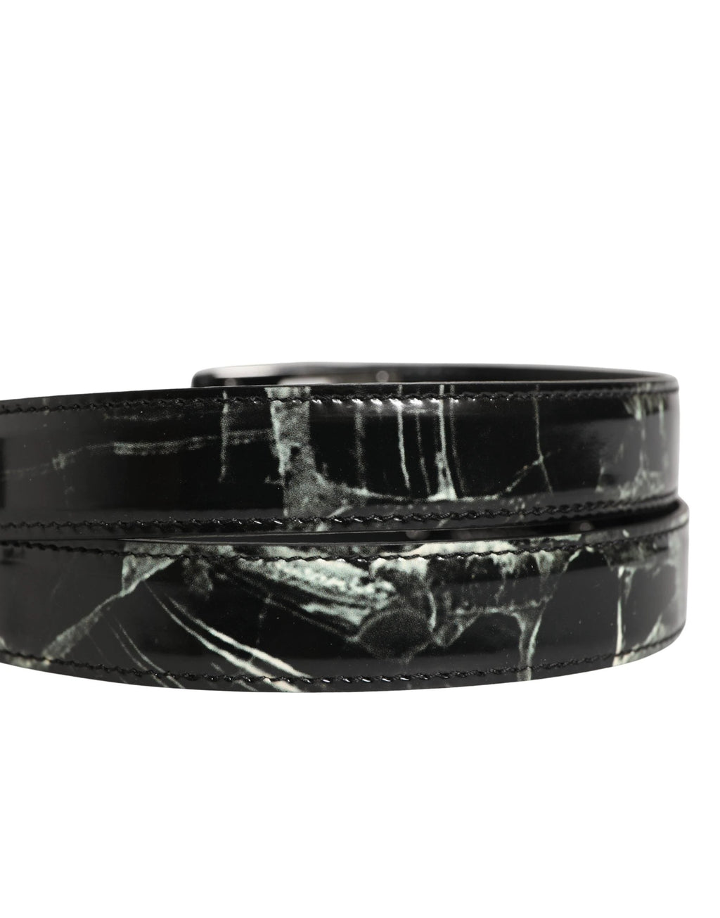 Ceinture Dolce &amp; Gabbana pour homme en cuir noir marbré avec boucle logo DG