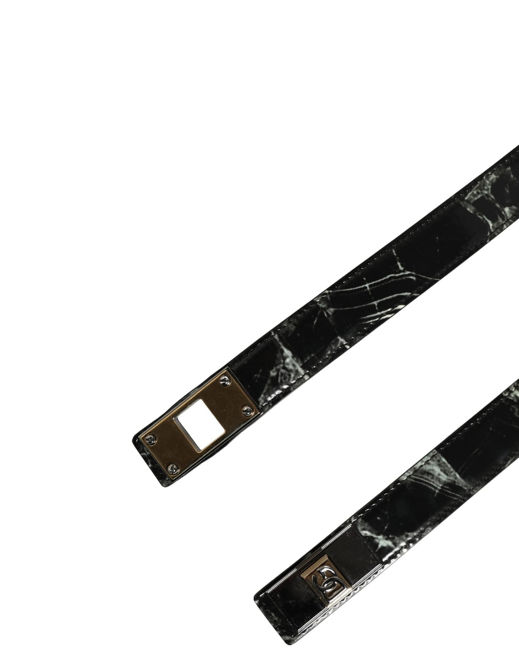 Ceinture Dolce &amp; Gabbana pour homme en cuir noir marbré avec boucle logo DG