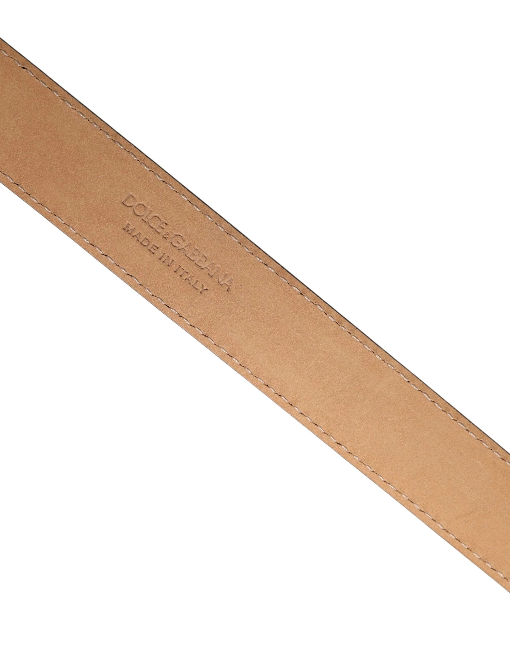 Ceinture Dolce &amp; Gabbana pour homme en cuir noir marbré avec boucle en métal