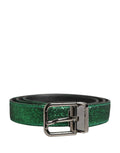 Ceinture Dolce &amp; Gabbana pour homme, verte, en polyester lurex et boucle métallique