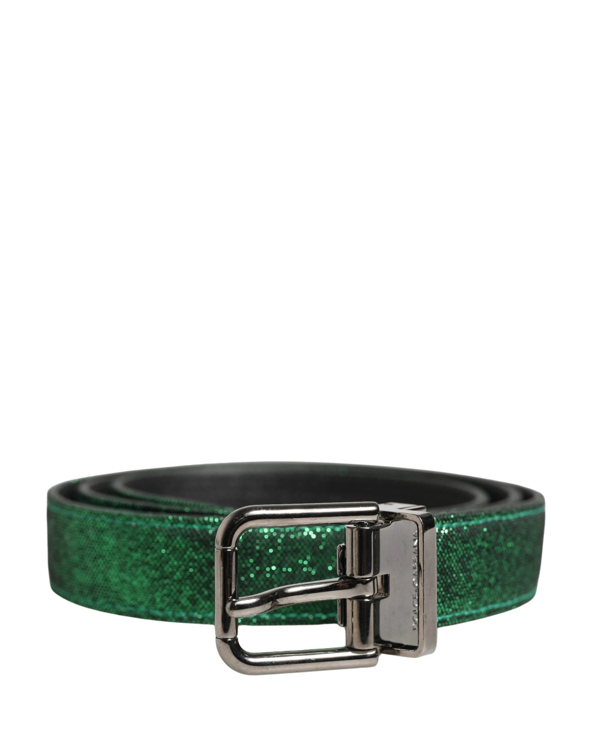Ceinture Dolce &amp; Gabbana pour homme, verte, en polyester lurex et boucle métallique