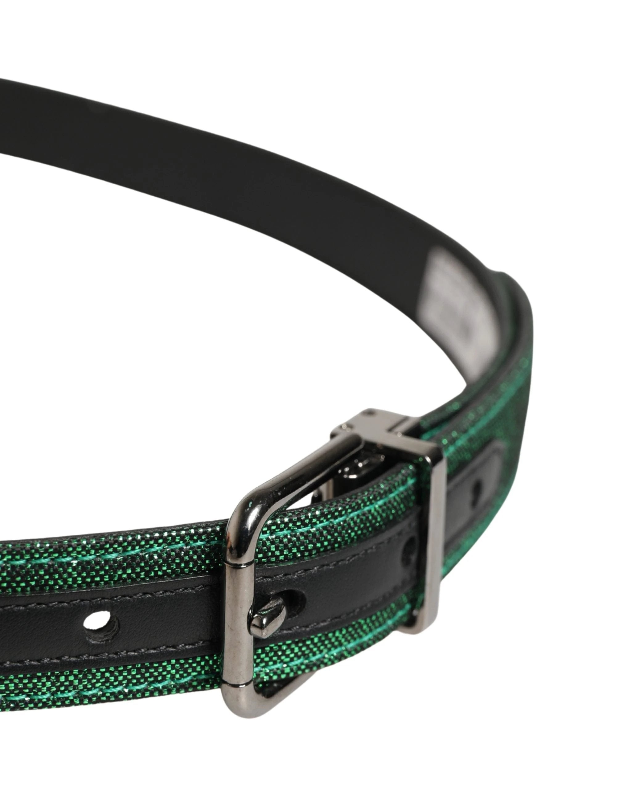 Ceinture Dolce &amp; Gabbana pour homme, verte, en polyester lurex et boucle métallique