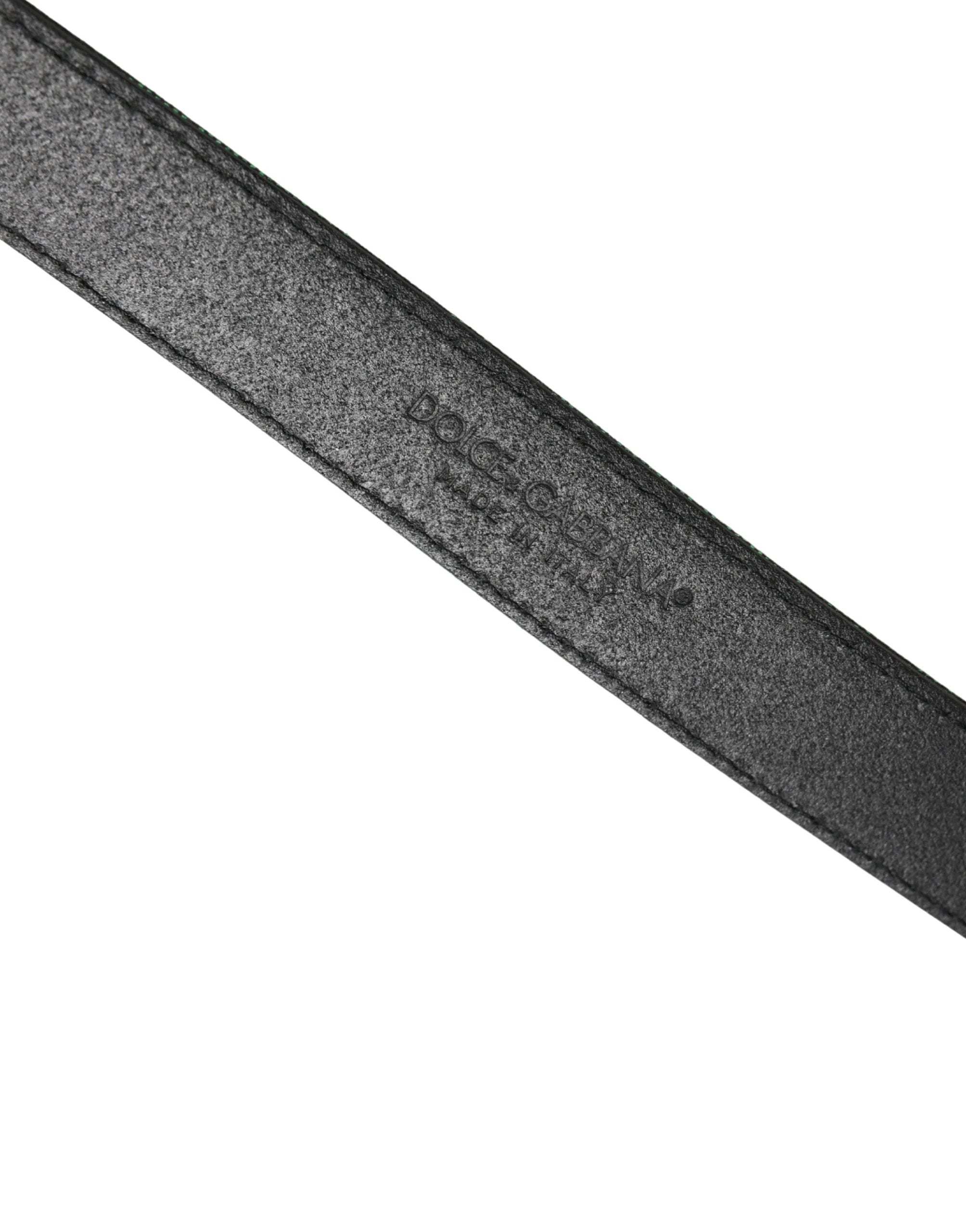 Ceinture Dolce &amp; Gabbana pour homme, verte, en polyester lurex et boucle métallique