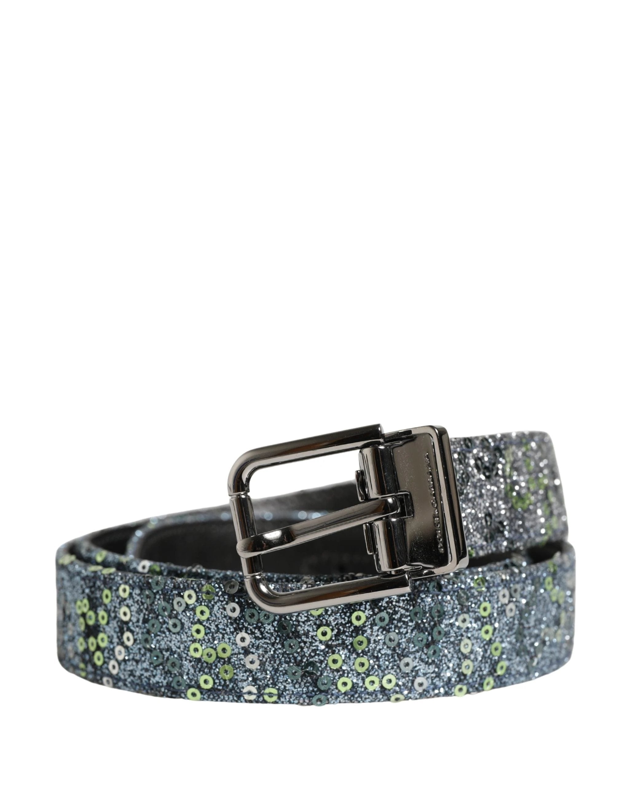 Ceinture Dolce &amp; Gabbana pour homme, à sequins multicolores et boucle en métal argenté