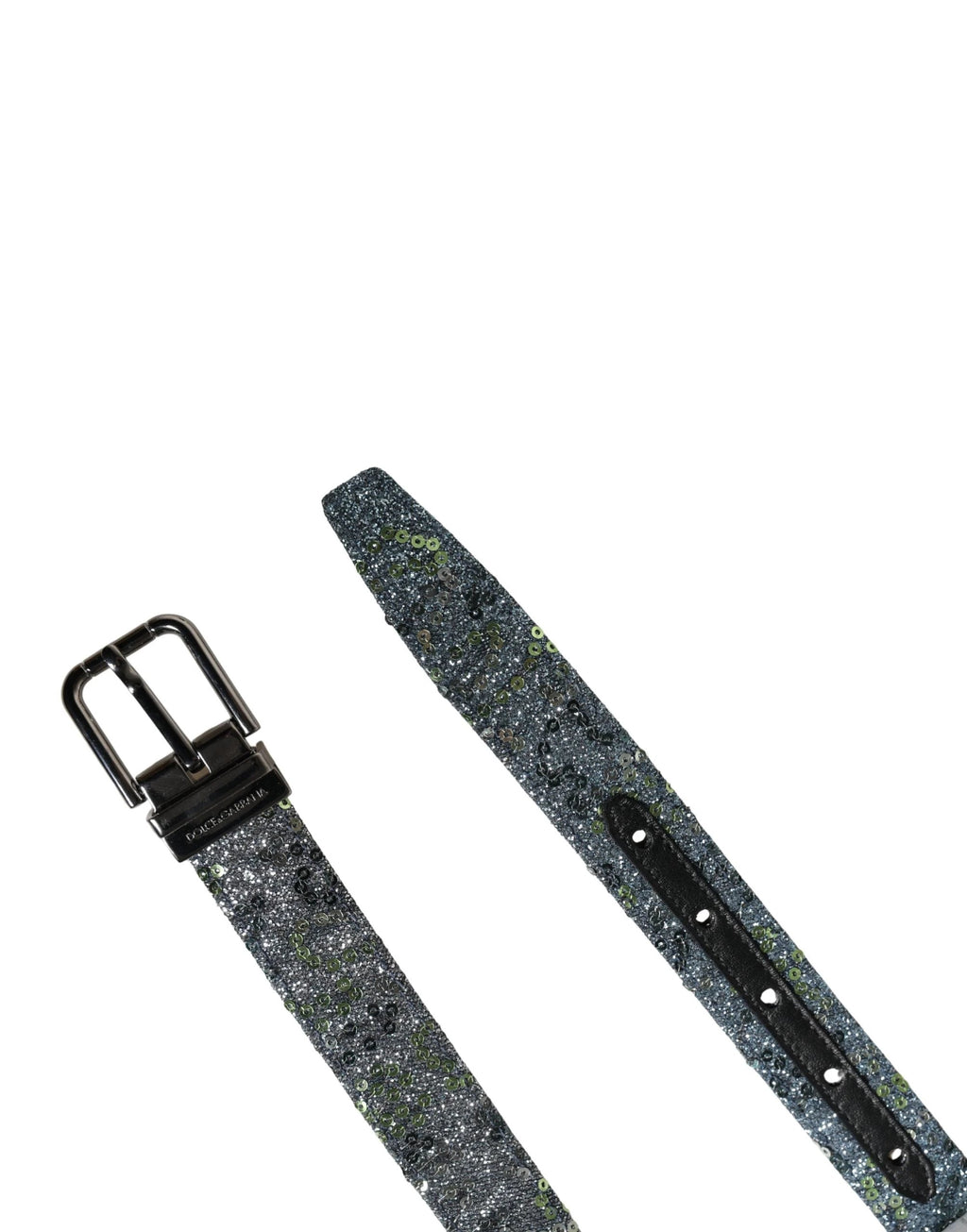 Ceinture Dolce &amp; Gabbana pour homme, à sequins multicolores et boucle en métal argenté