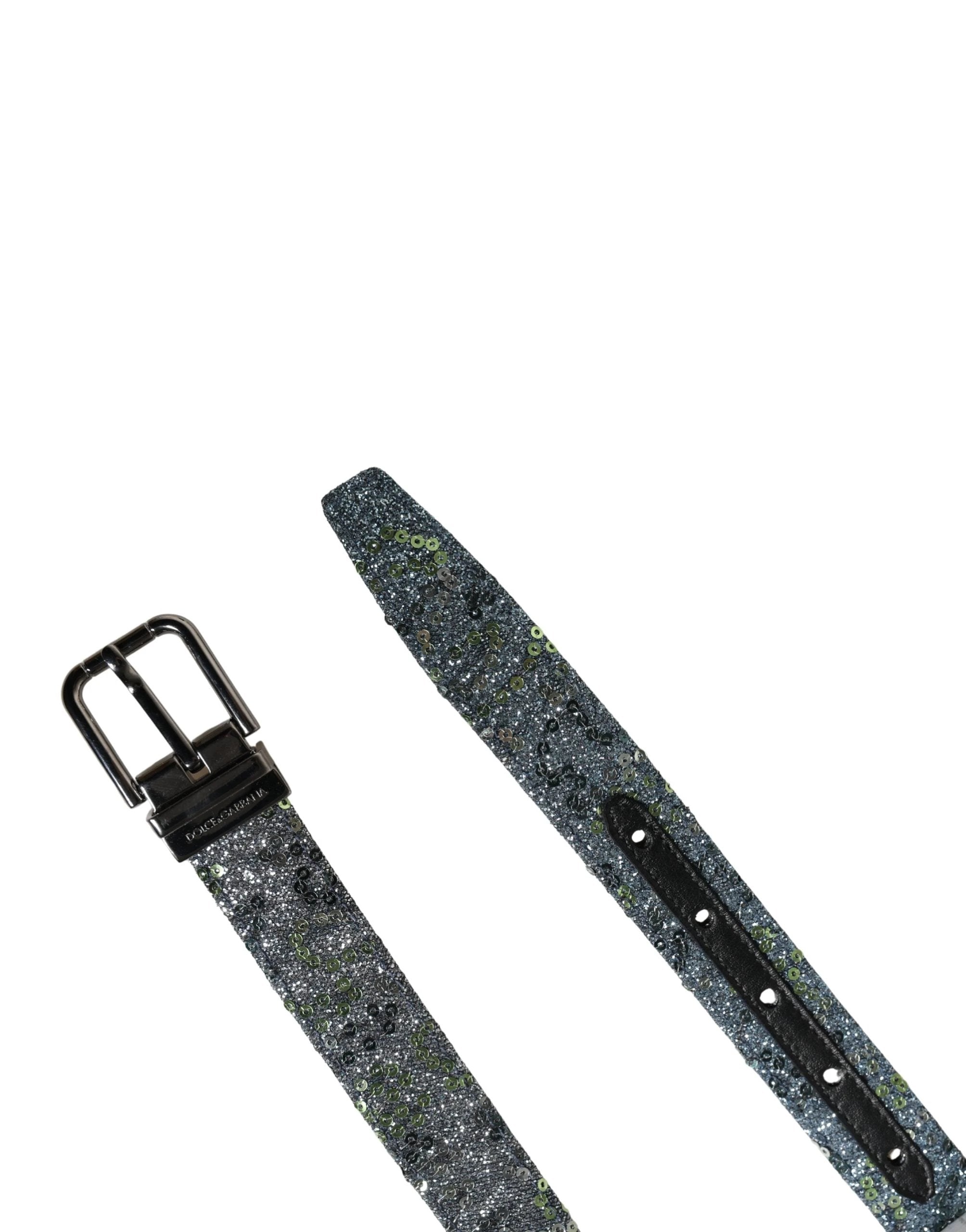 Ceinture Dolce &amp; Gabbana pour homme, à sequins multicolores et boucle en métal argenté