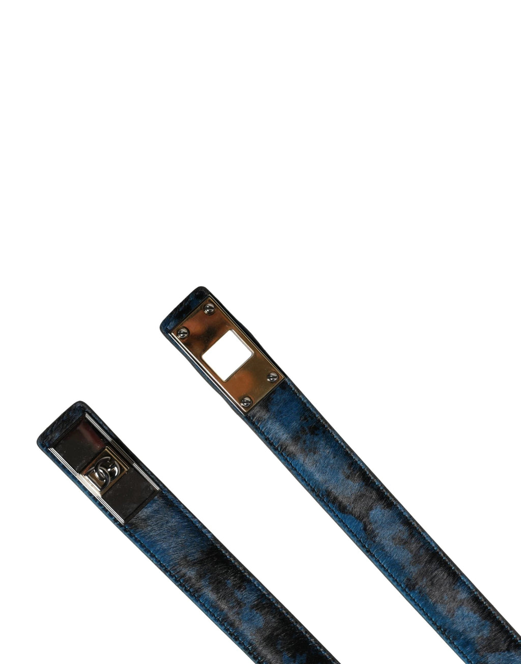 Ceinture Dolce &amp; Gabbana pour homme en cuir de veau bleu avec logo et boucle métallique