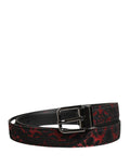 Ceinture Dolce &amp; Gabbana en polyester noir et rouge avec boucle en métal argenté