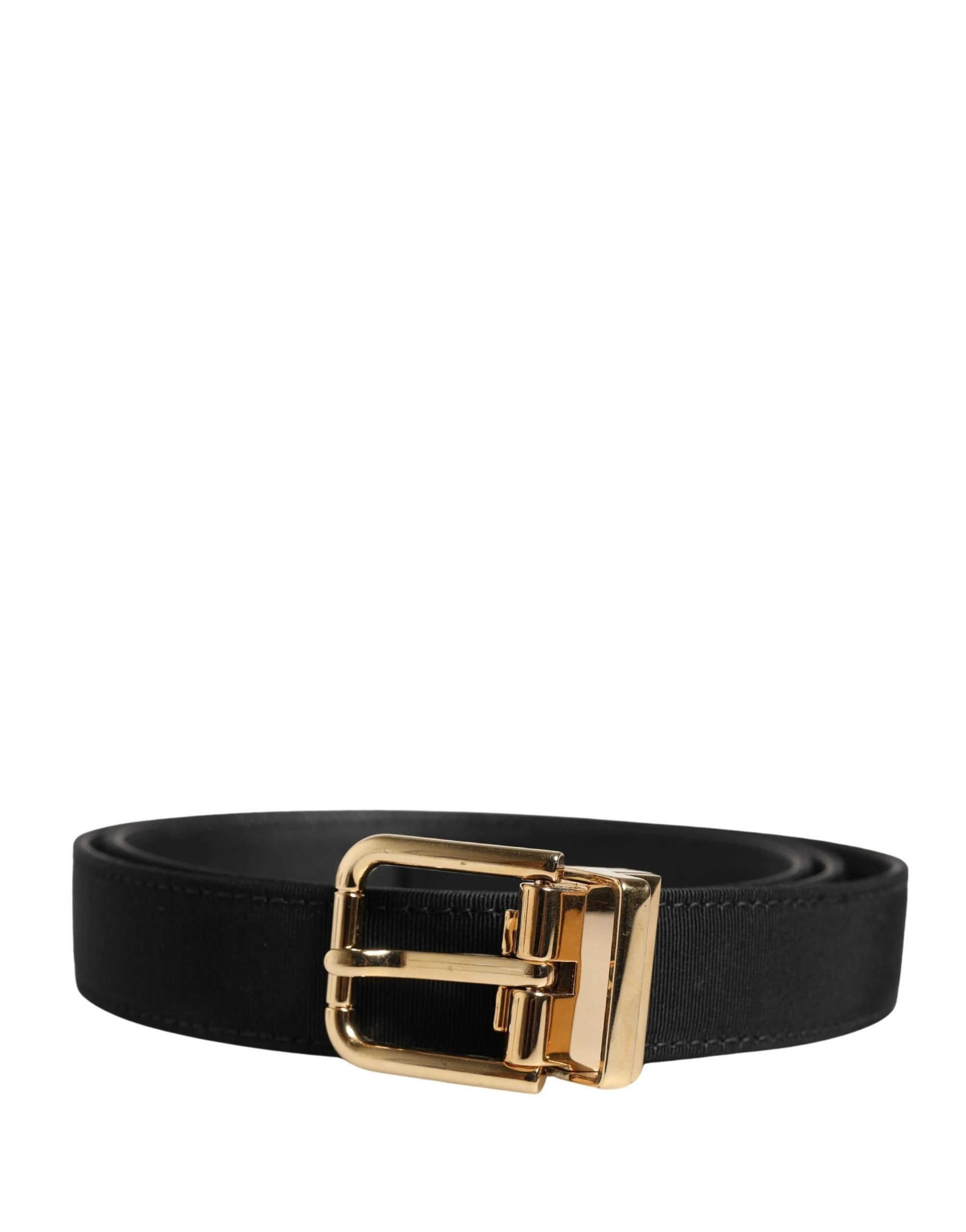 Ceinture Dolce &amp; Gabbana en cuir viscose noir avec boucle en métal doré