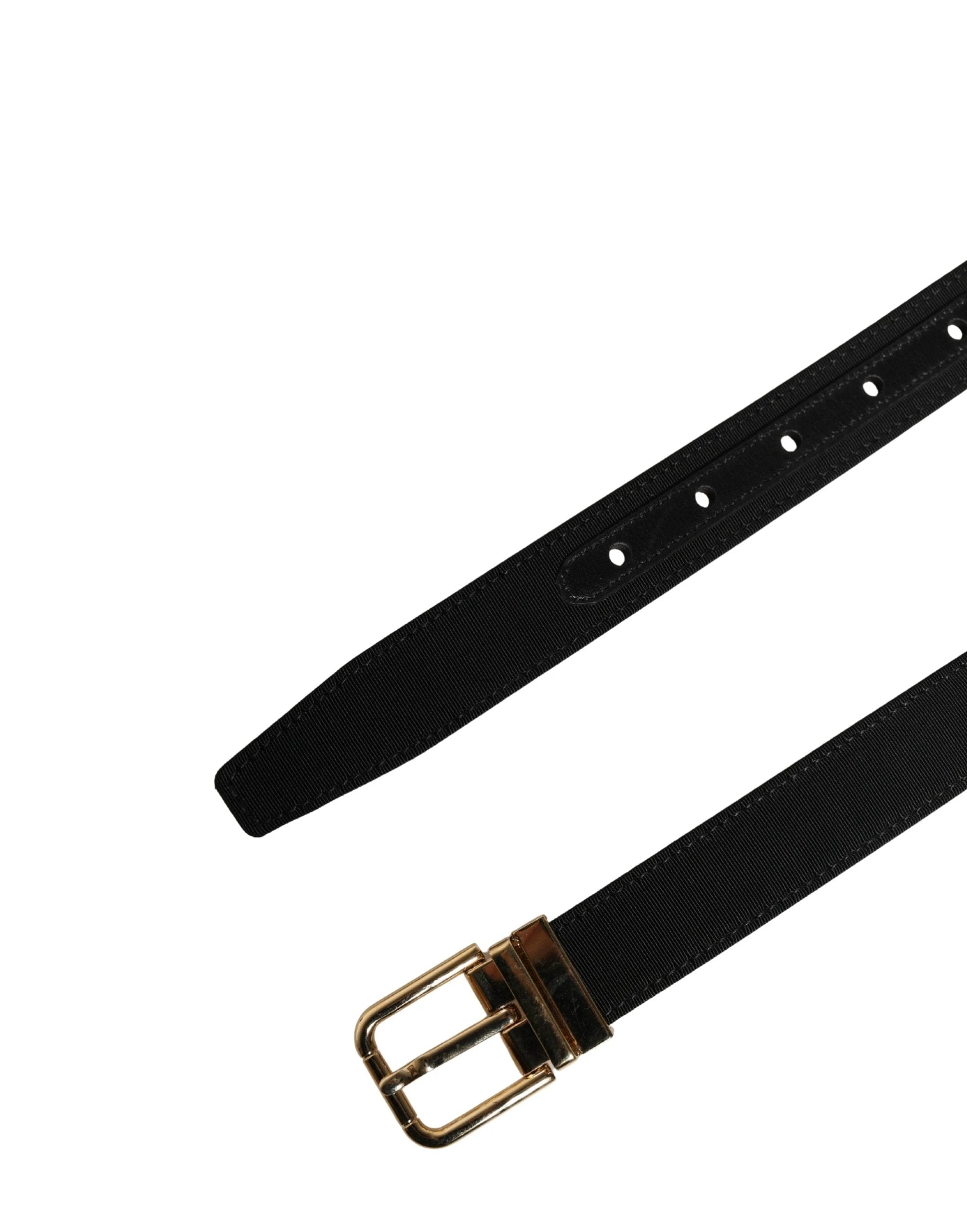 Ceinture Dolce &amp; Gabbana en cuir viscose noir avec boucle en métal doré